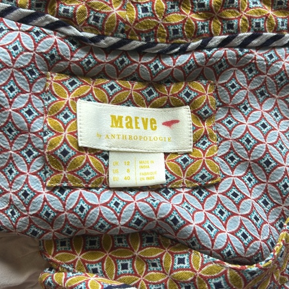 Anthropologie Maeve Carla Wrap Dress Pink Combo Vneck Tie Closure Side Zip Sz 8 - Picture 12 of 16